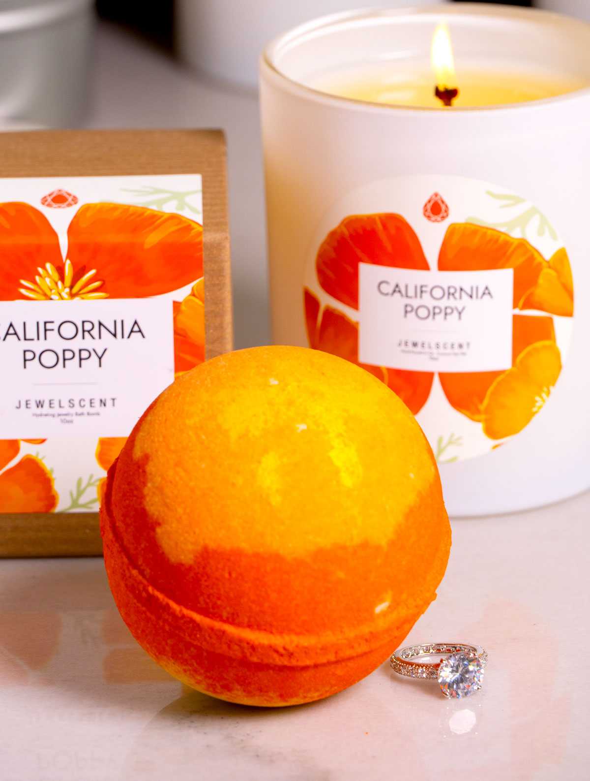 California Poppy Bath Bomb 10oz - Spa Lover's Delight with Hidden Jewelry Reveal