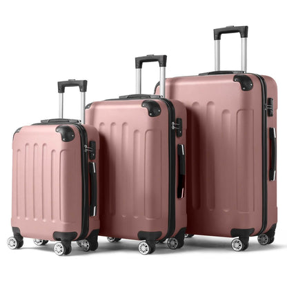 3 Piece Hard Shell Luggage Set With TSA Lock 20 24 28 Inch Spinner Wheels