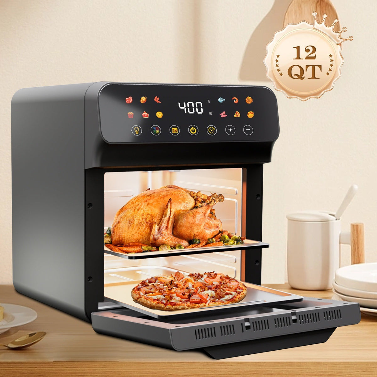 12QT 12 In 1 Smart Air Fryer Oven With One Touch Presets