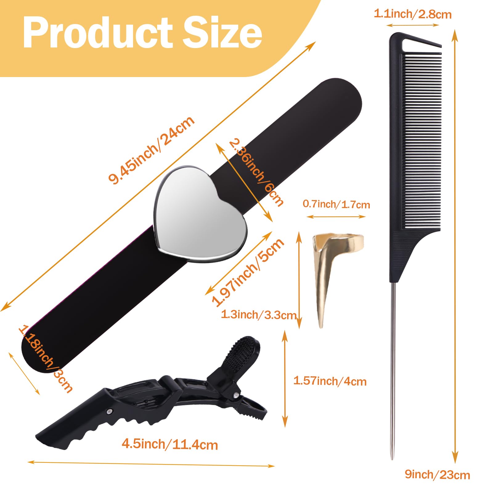 23 Pieces Hair Parting Tools Set, Magnetic Wrist Pin Holder for Braiding, Sectioning Clips, Rat Tail Combs, Hair Parting Rings - Deeunta Domain