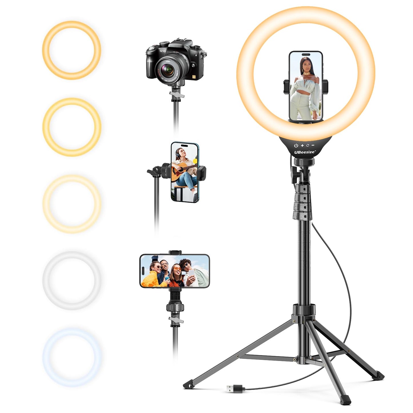 UBeesize 12'' LED RGB Ring Light with 62'' Tripod Stand, Selfie Ring Light for Video Recording, Live Streaming, TikTok & YouTube, Compatible with iPhone & Android - Deeunta Domain