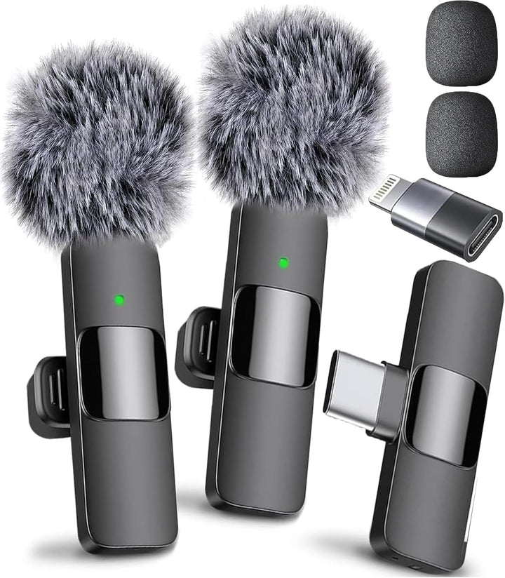 Mini Mic Pro (Latest Model - Wireless Mini Microphone for iPhone, iPad, Android - 2 Pack Lavalier Microphone for Video Recording - iPhone Mic Crystal Clear Recording with USB-C for Content Creators - Deeunta Domain