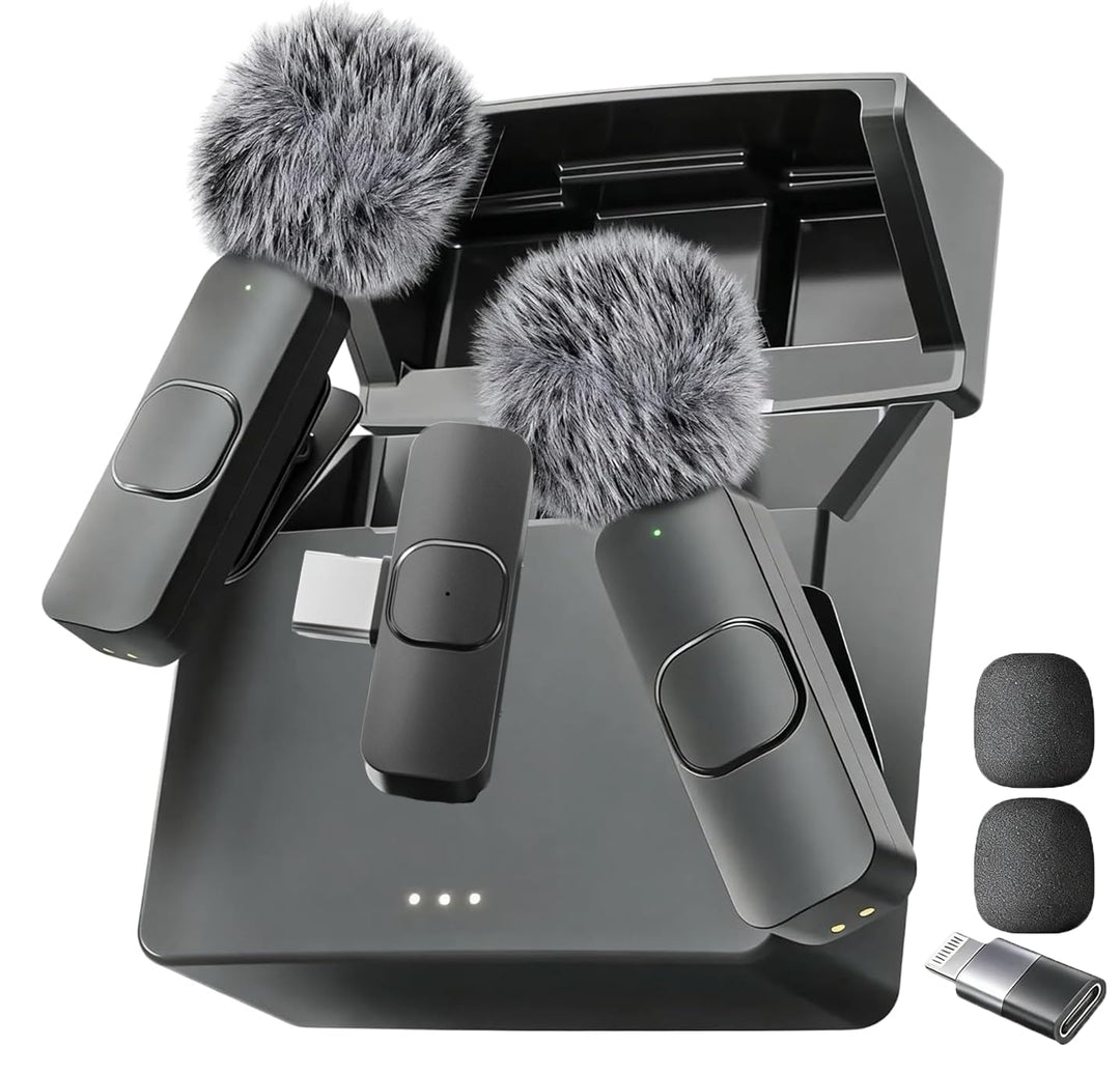 Mini Mic Pro (Latest Model - Wireless Mini Microphone for iPhone, iPad, Android - 2 Pack Lavalier Microphone for Video Recording - iPhone Mic Crystal Clear Recording with USB-C for Content Creators - Deeunta Domain