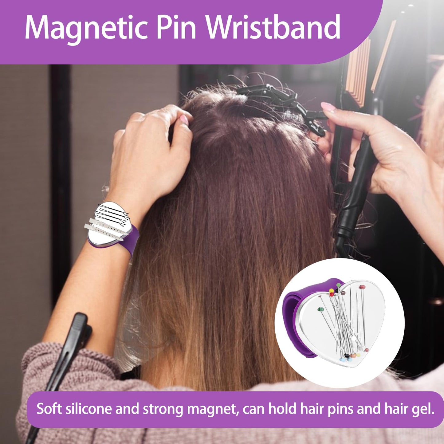 23 Pieces Hair Parting Tools Set, Magnetic Wrist Pin Holder for Braiding, Sectioning Clips, Rat Tail Combs, Hair Parting Rings - Deeunta Domain