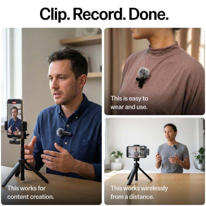 Mini Mic Pro (Latest Model - Wireless Mini Microphone for iPhone, iPad, Android - 2 Pack Lavalier Microphone for Video Recording - iPhone Mic Crystal Clear Recording with USB-C for Content Creators - Deeunta Domain