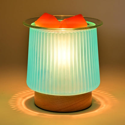 Glass Wax Melt Warmer with Bulb Heating, Elegant Cyan Glass Design, Quickly Melts Wax Blocks, Releases Long-Lasting Fragrance, Perfect Candle Wax Burner and Night Light for Home Kitchen Décor Gifts