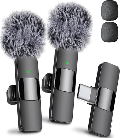 Mini Mic Pro (Latest Model - Wireless Mini Microphone for iPhone, iPad, Android - 2 Pack Lavalier Microphone for Video Recording - iPhone Mic Crystal Clear Recording with USB-C for Content Creators - Deeunta Domain