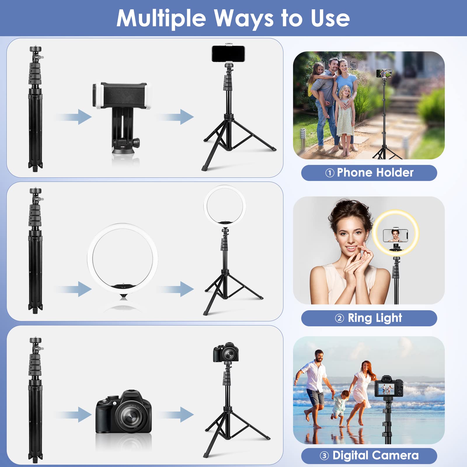 UBeesize 12'' LED RGB Ring Light with 62'' Tripod Stand, Selfie Ring Light for Video Recording, Live Streaming, TikTok & YouTube, Compatible with iPhone & Android - Deeunta Domain