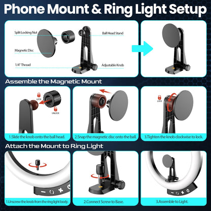 UBeesize 12'' LED RGB Ring Light with 62'' Tripod Stand, Selfie Ring Light for Video Recording, Live Streaming, TikTok & YouTube, Compatible with iPhone & Android - Deeunta Domain