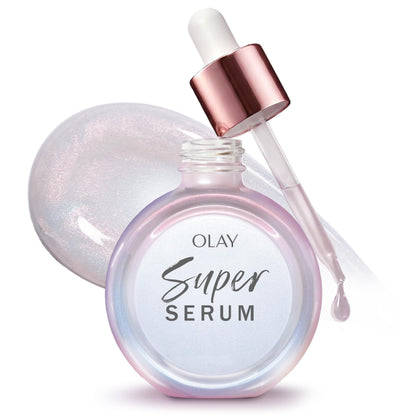 Olay Super Serum - Glow Serum for Face - Activated Niacinamide, Vitamin C & E, Collagen Peptide, AHA - 5-in-1 Benefits - Brightens, Hydrates, Smooths, Firms, Evens Tone, Proactive Anti-Aging, 1.0 Oz - Deeunta Domain