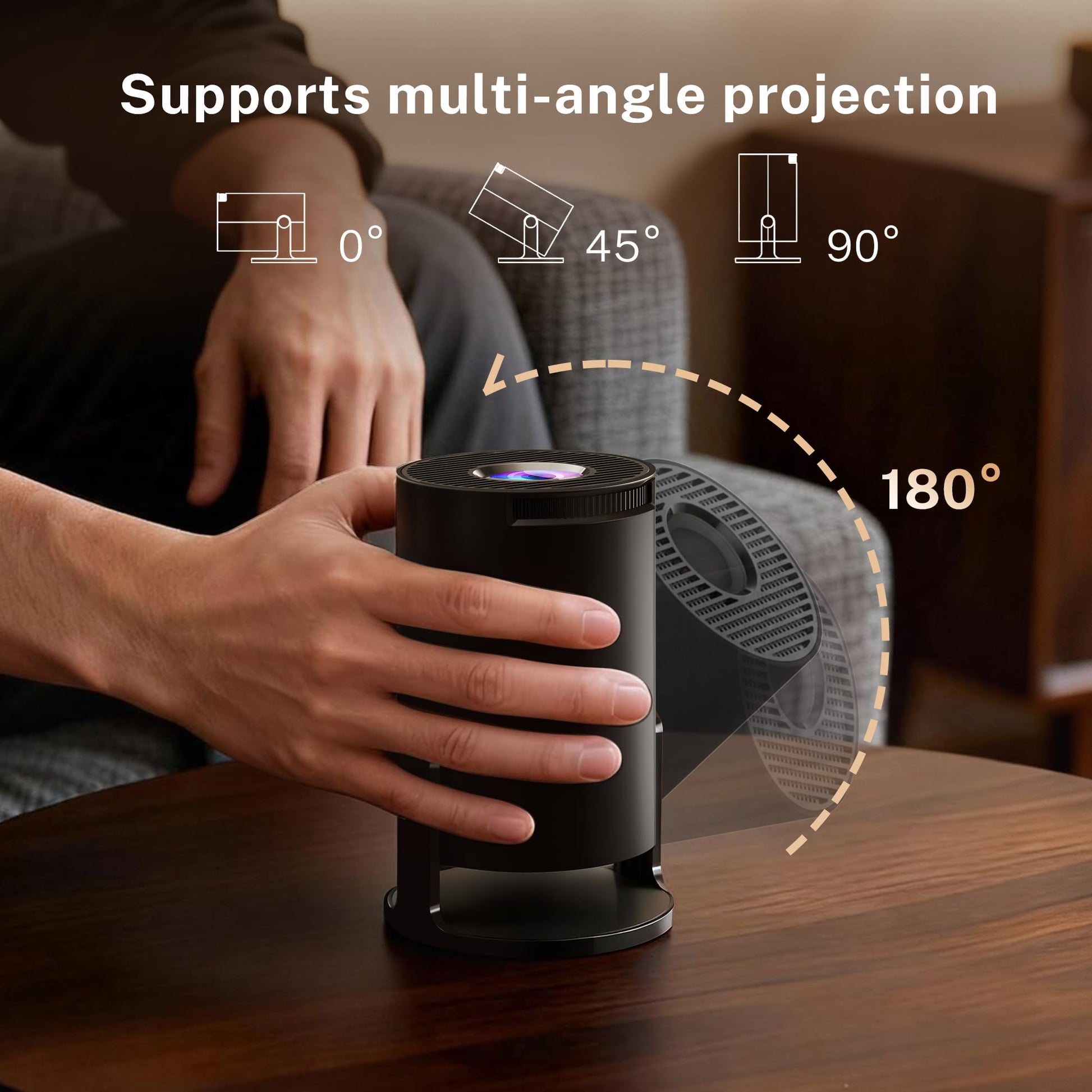 [Built-in Apps & 2026 Upgraded] Mini Projector with Wi-Fi 6 & Bluetooth 5.4, 1080P 4K Support Full HD, Auto Keystone 360° Portable Home Cinema Smart Projector for iOS/Android X1 - Deeunta Domain