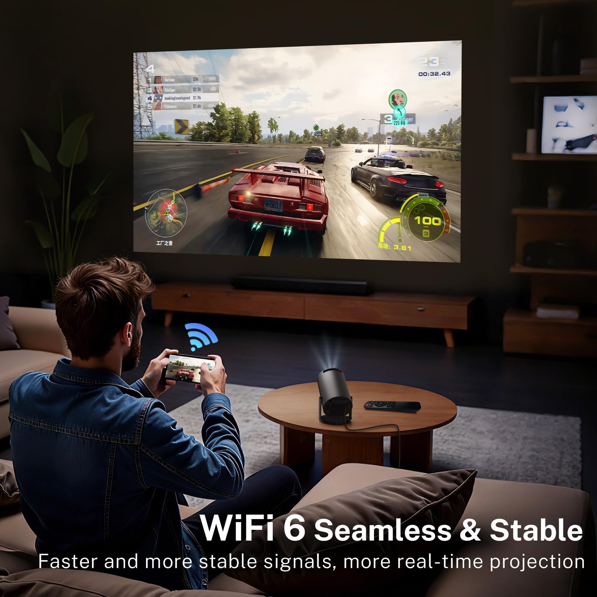 [Built-in Apps & 2026 Upgraded] Mini Projector with Wi-Fi 6 & Bluetooth 5.4, 1080P 4K Support Full HD, Auto Keystone 360° Portable Home Cinema Smart Projector for iOS/Android X1 - Deeunta Domain