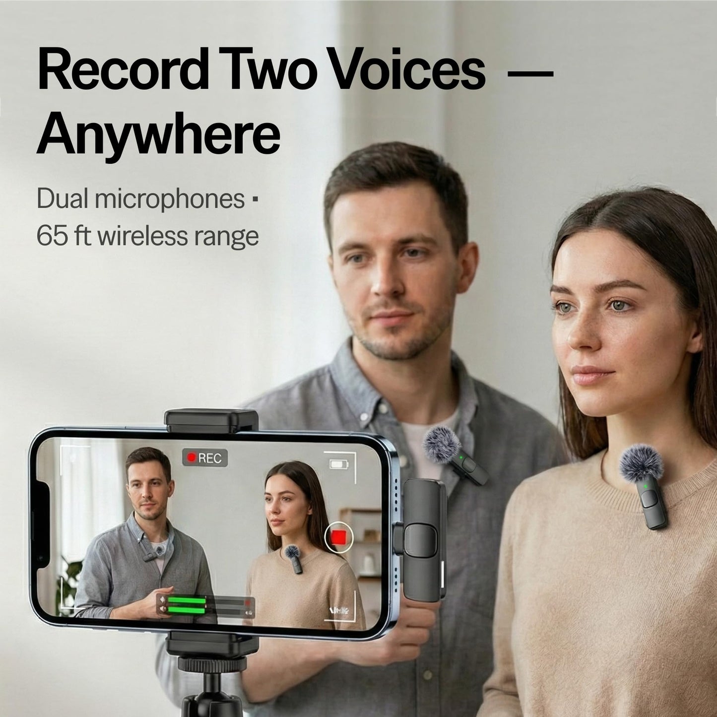 Mini Mic Pro (Latest Model - Wireless Mini Microphone for iPhone, iPad, Android - 2 Pack Lavalier Microphone for Video Recording - iPhone Mic Crystal Clear Recording with USB-C for Content Creators - Deeunta Domain
