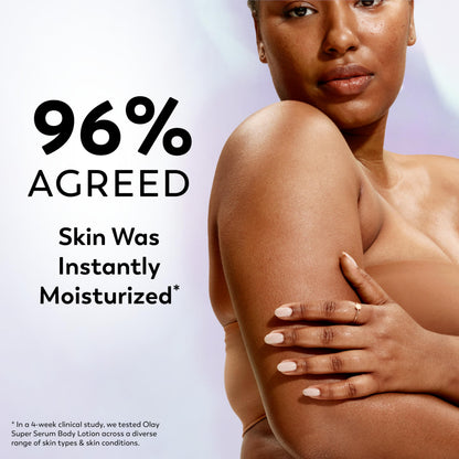 Olay Super Serum Hand & Body Lotion for Dry Skin, 24hr Long Lasting Hydration, 5+ Ingredient Complex for Bright Even Firm Luminous Skin, Sweet Vanilla & Soft Wood Scent, 18.5 fl oz - Deeunta Domain