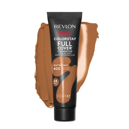 Revlon ColorStay Full Cover Longwear Matte Foundation, Heat & Sweat Resistant Lightweight Face Makeup, Caramel (425), 1.0 oz - Deeunta Domain