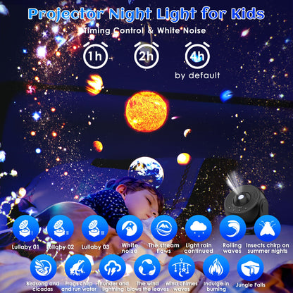 Galaxy Projector for Bedroom Pro Version, HD 12 in 1 Film Discs Star Projector Galaxy Light, Planetarium Projector with Timer, White Noise, 360 ° Rotation, Bluetooth, Remote Control - Deeunta Domain