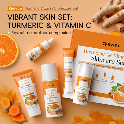 QUIYUM Skin Care Set, Turmeric Vitamin C Skincare 7PCS - Facial Skin Care Routine Kit for Women, Dark Spot Remover for Face, Reduce Acne, Oil Control, Deep Clean, Birthday Mother's Day Gifts Sets - Deeunta Domain