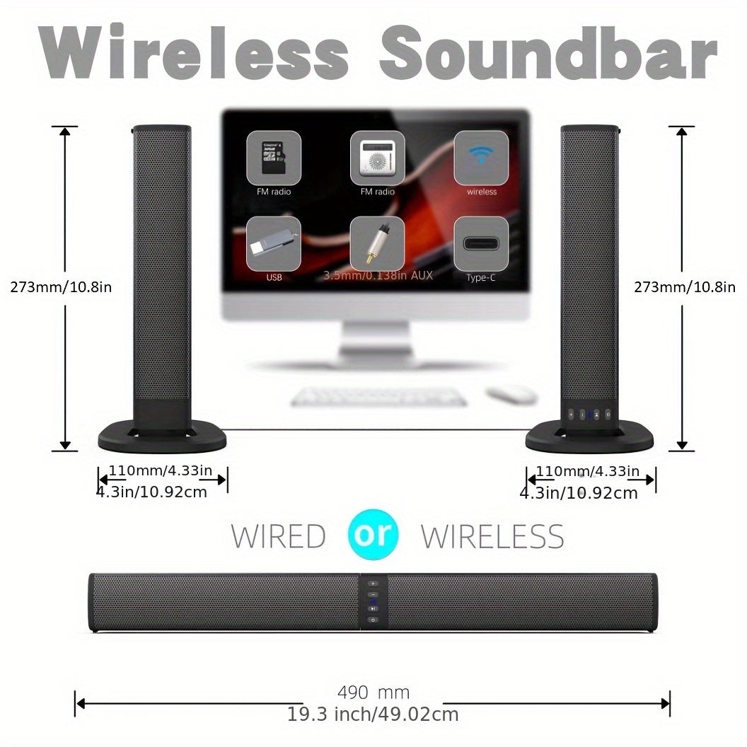 Wireless Soundbar for Smart TV 2 in 1 Detachable Bluetooth Speaker