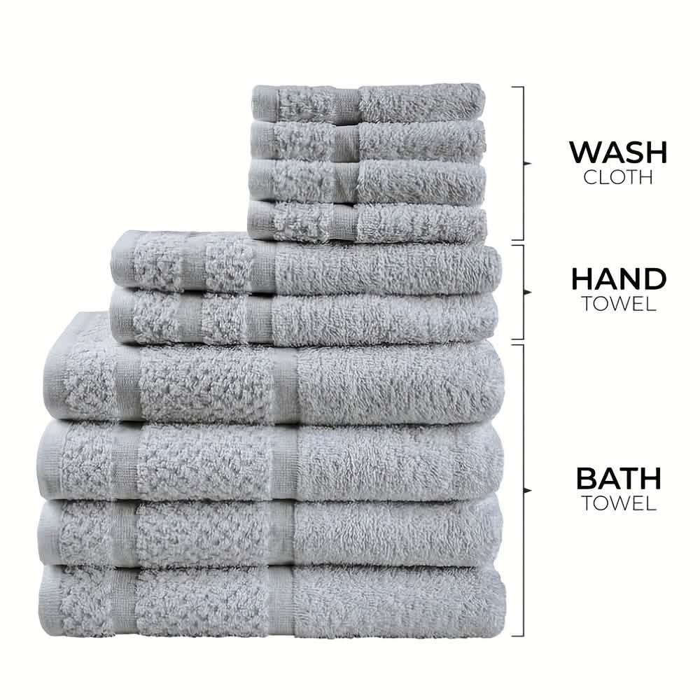 Gray Cotton Bath Towel Set Soft Absorbent Quick Dry Towels 10 To 32 Pieces