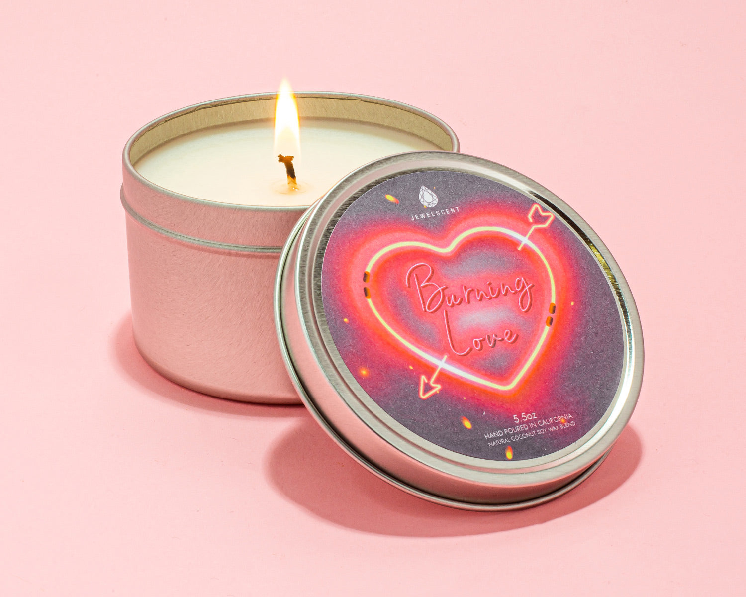Burning Love 5.5oz Tin Jewelry Candle by JewelScent