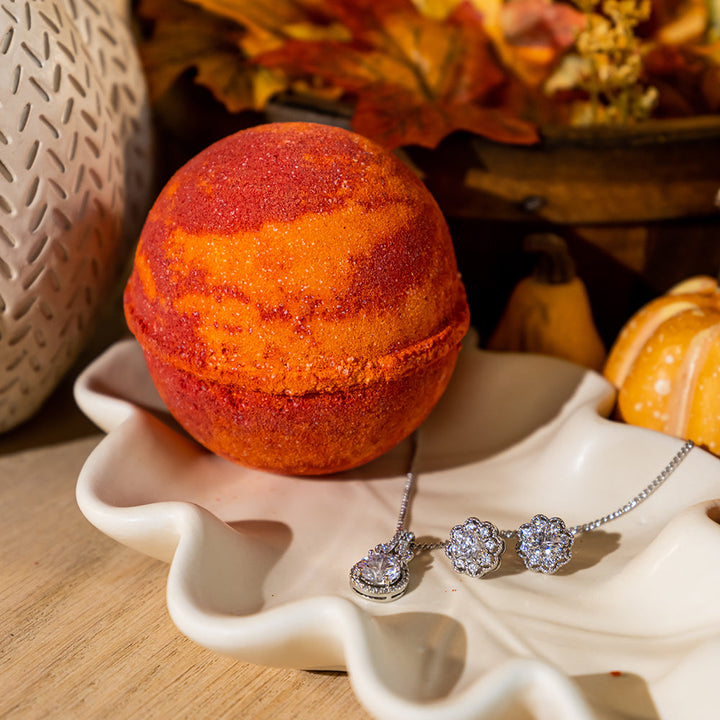 Cranberry Orange Bath Bomb 10oz Jewelry Infused Glaze by JewelScent