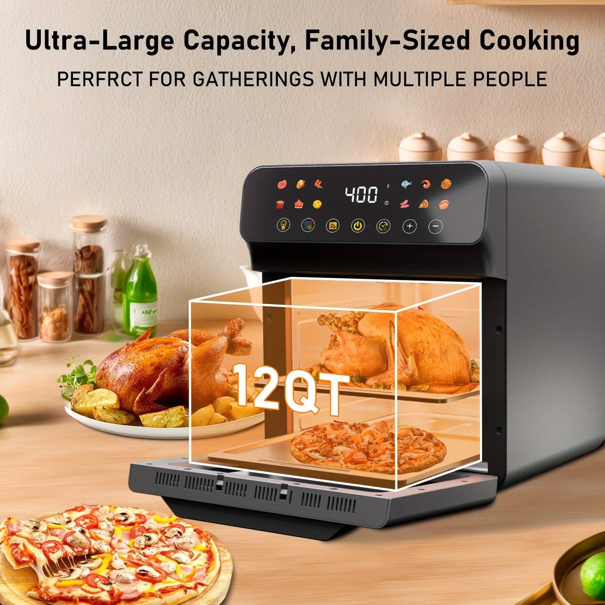 12QT 12 In 1 Smart Air Fryer Oven With One Touch Presets